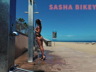 TRAVEL Naked - Public beach shower. Sasha Bikeyeva.Canaries
