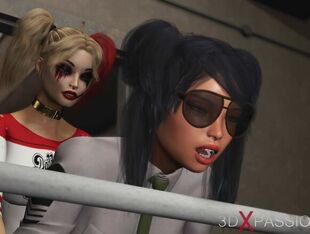 Scorching orgy in jail! Harley Quinn pummels a gal jail