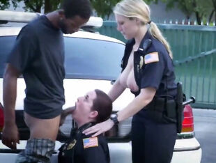 Ebony criminal firmly pokes huge-chested cop. 2 insane